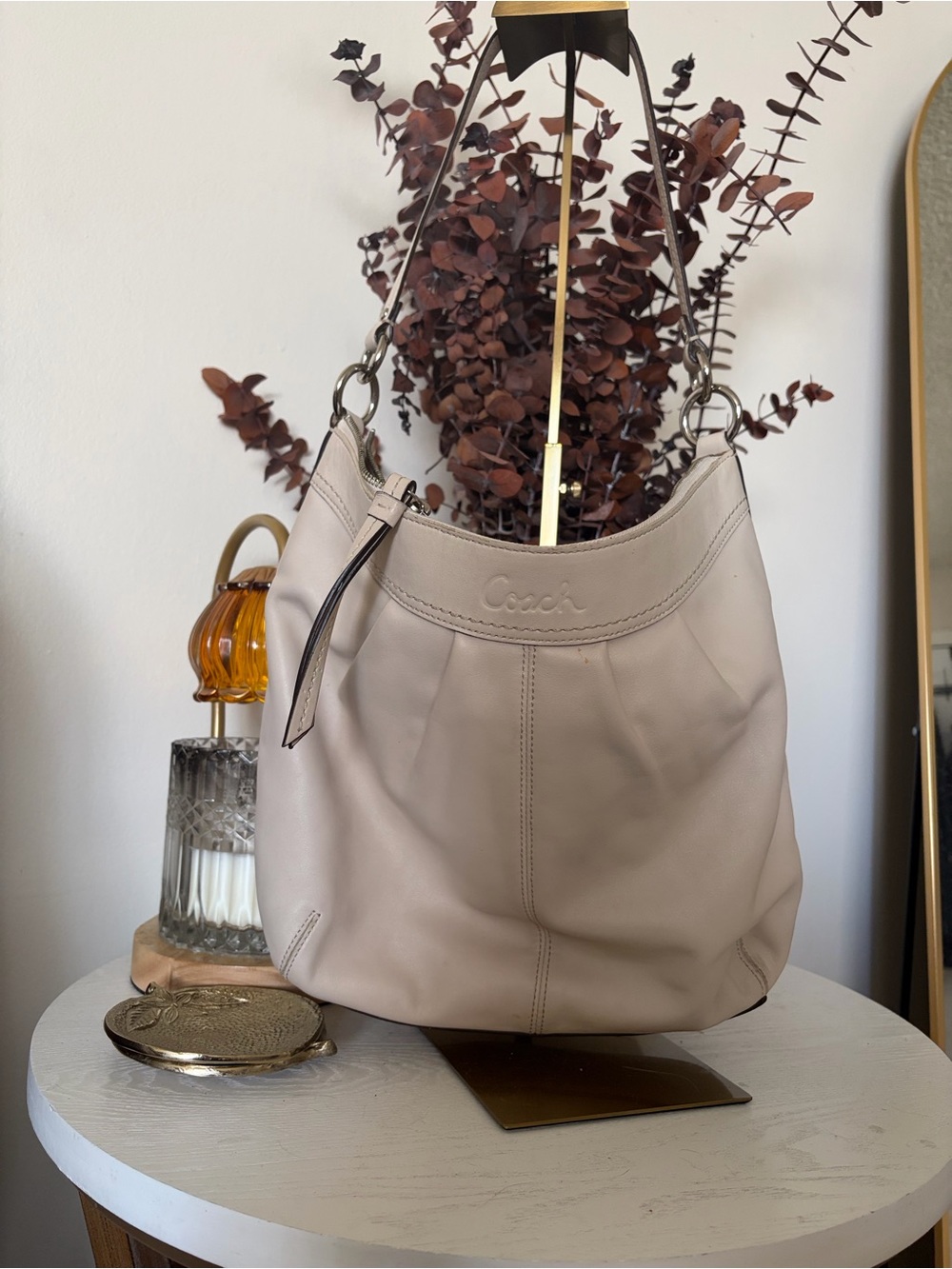 Coach Soft Leather Hobo Bag - Beige